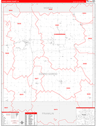 Cerro Gordo County, IA Wall Map Zip Code Red Line Style 2026